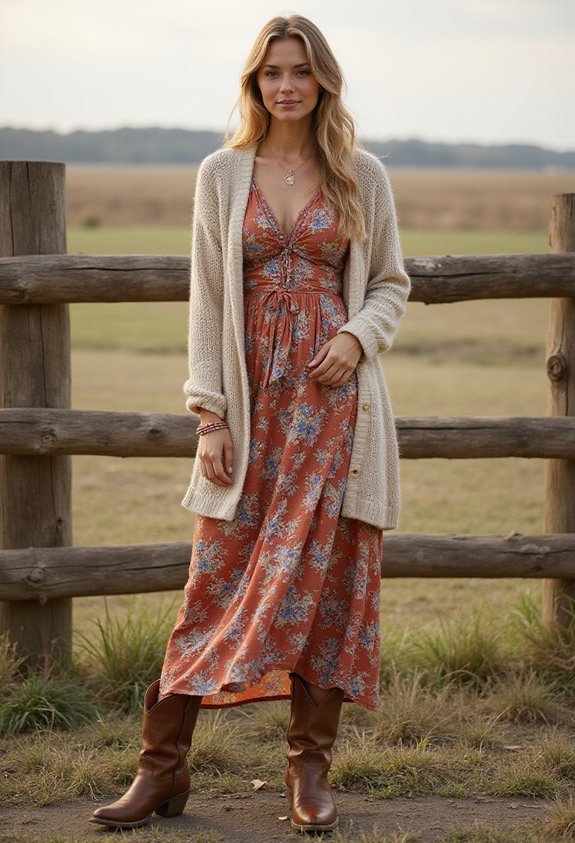 bohemian dress western boots