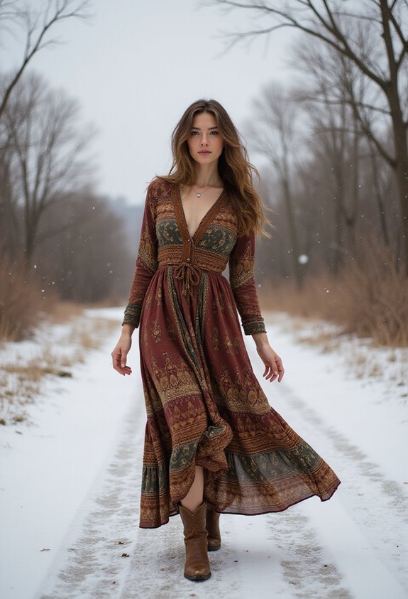 boho dress with cowboy boots