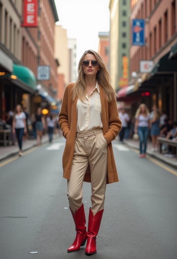 bold boots neutral layers