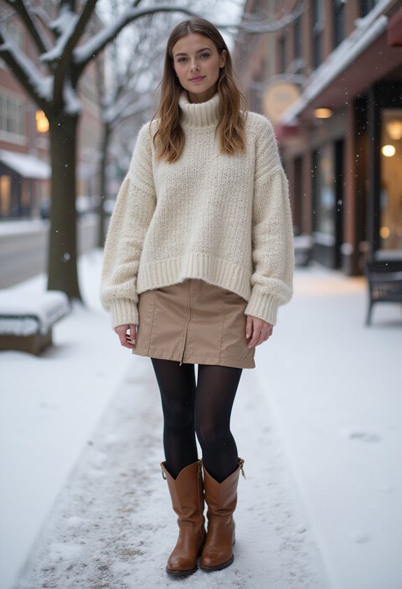 chunky sweater mini skirt