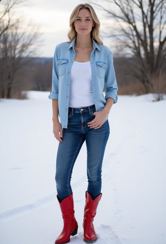 contrasting denim with boots