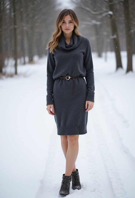 cozy charcoal sweater dress