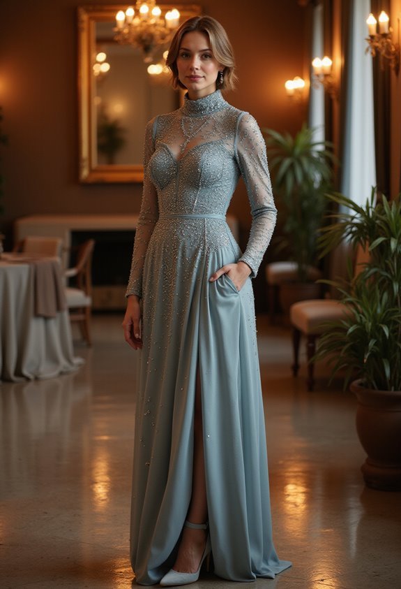 cozy embellished high neck dress