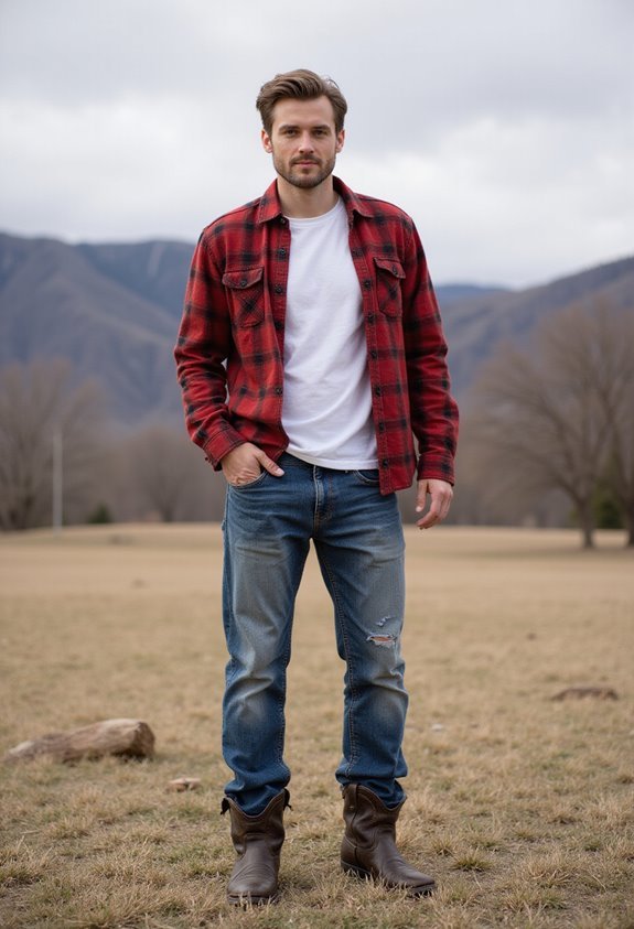 cozy flannel distressed jeans