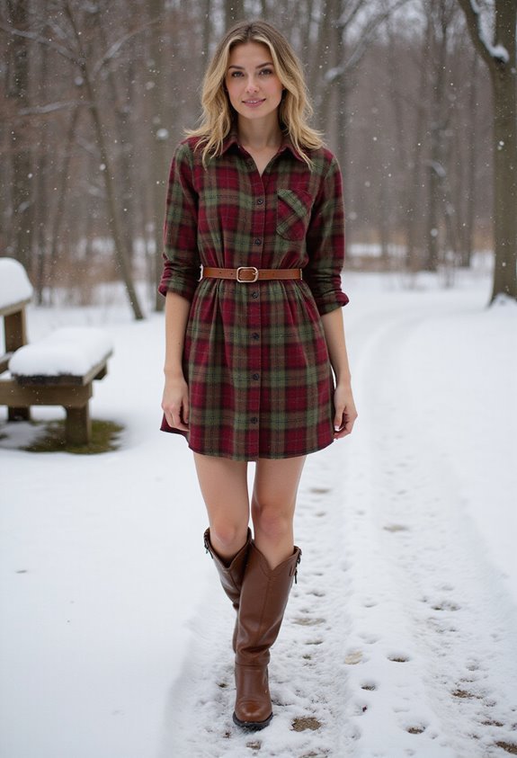 cozy flannel dress ensemble
