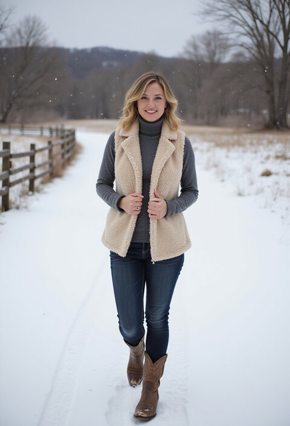 cozy layered winter outfit