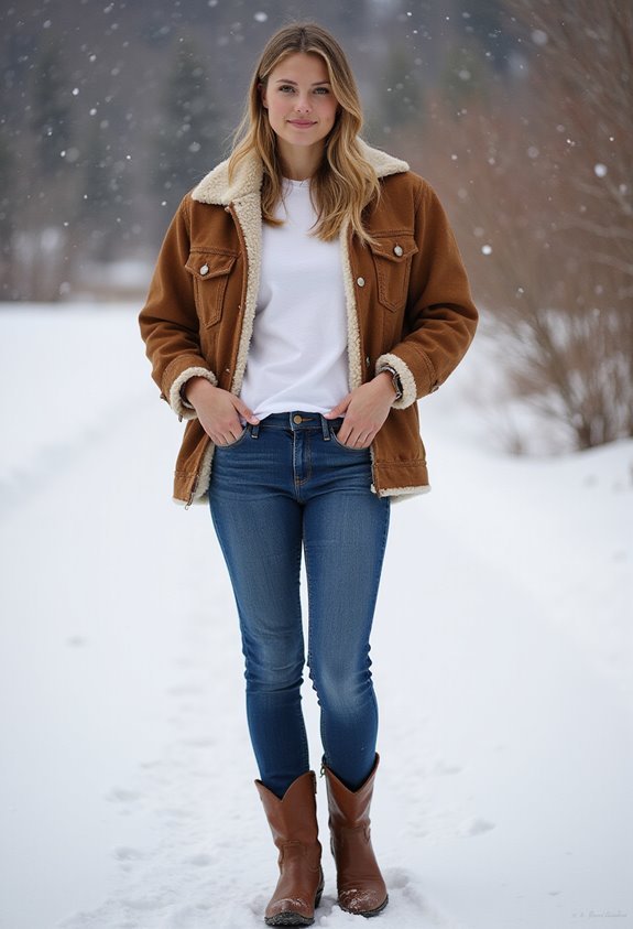 cozy shearling jacket outfit