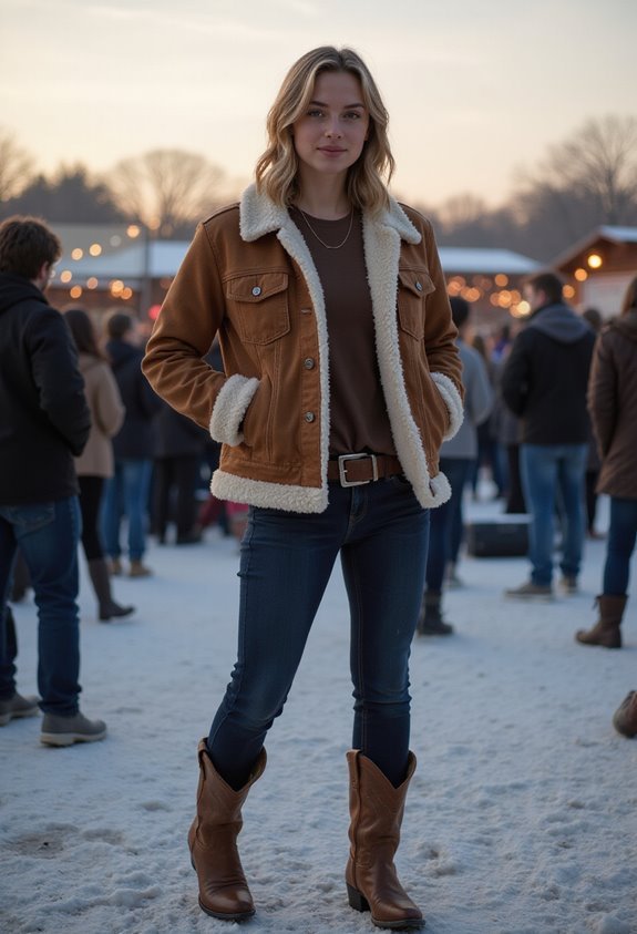 cozy shearling jacket outfit