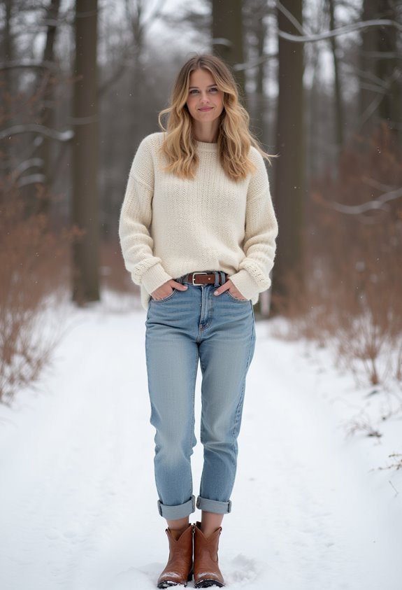 cozy sweater relaxed jeans