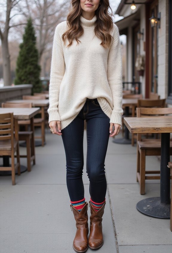 cozy sweater statement socks