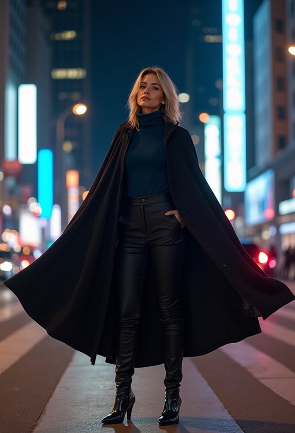 dramatic winter cape ensemble