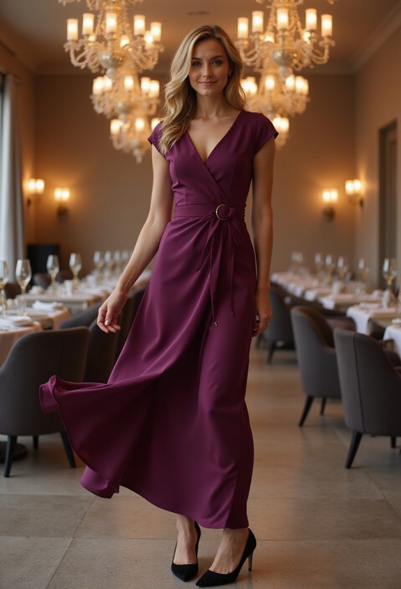 elegant aubergine cocktail dress