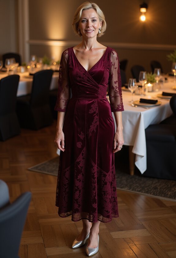 elegant burgundy velvet dress