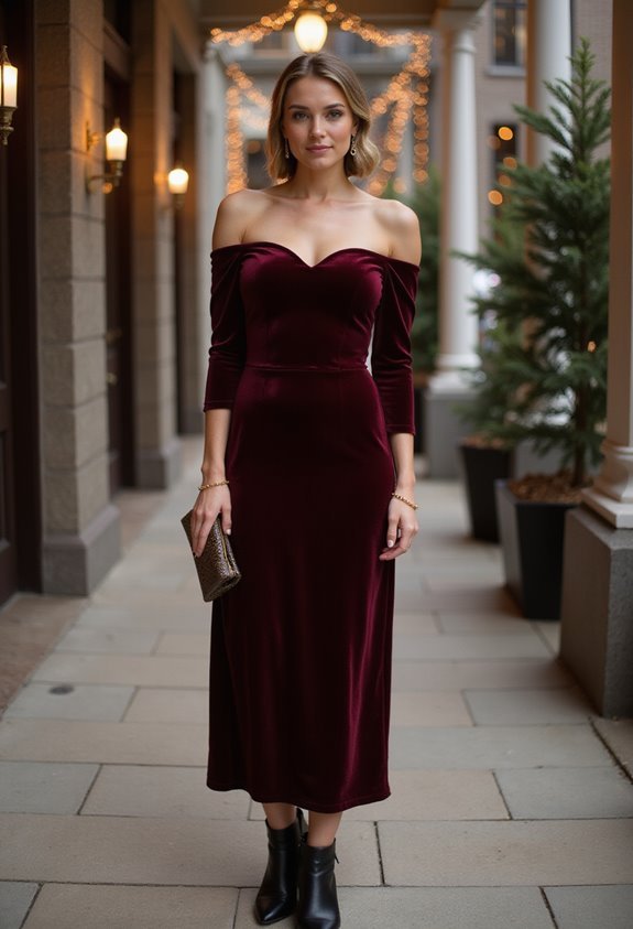 elegant burgundy velvet dress