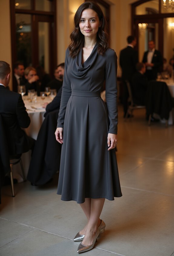 elegant charcoal gray dress