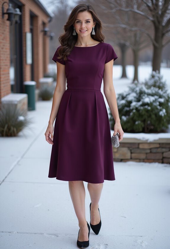 elegant eggplant cocktail dress
