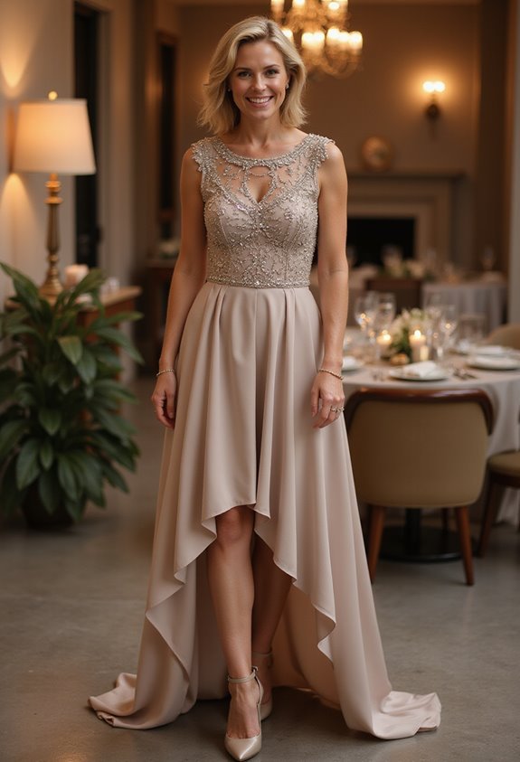 elegant embroidered high low dress