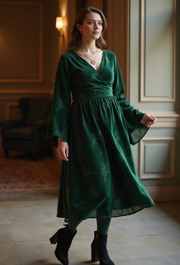 elegant emerald velvet dress