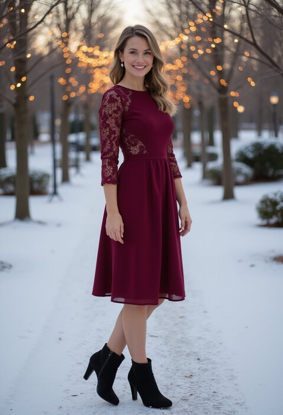 elegant garnet lace dress