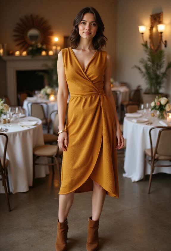 elegant golden ochre dress