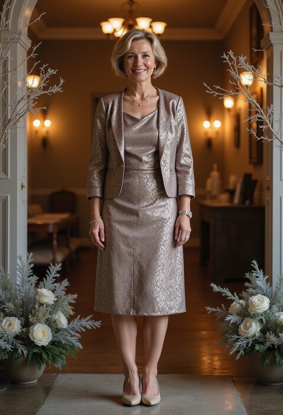 elegant jacquard two piece ensemble