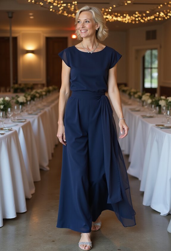 elegant jumpsuit with chiffon