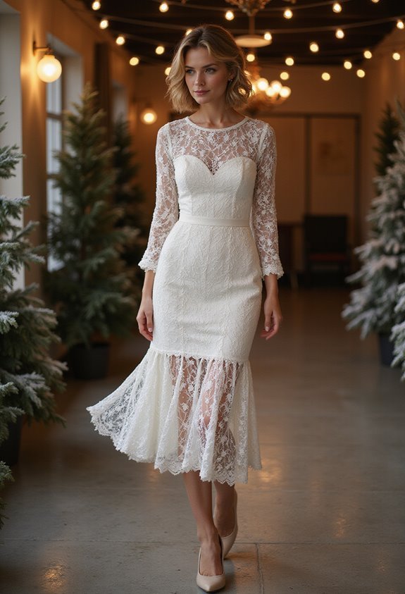 elegant lace knee length dress