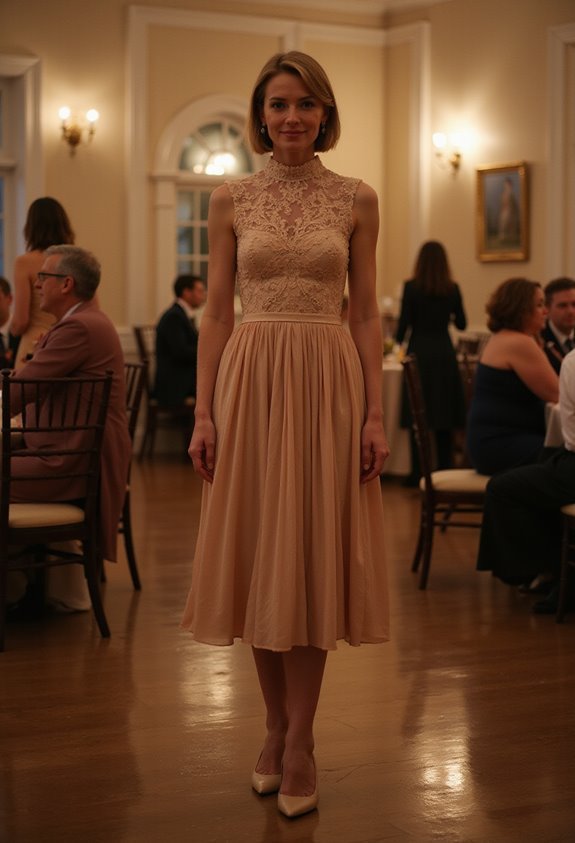 elegant lace pleated dress