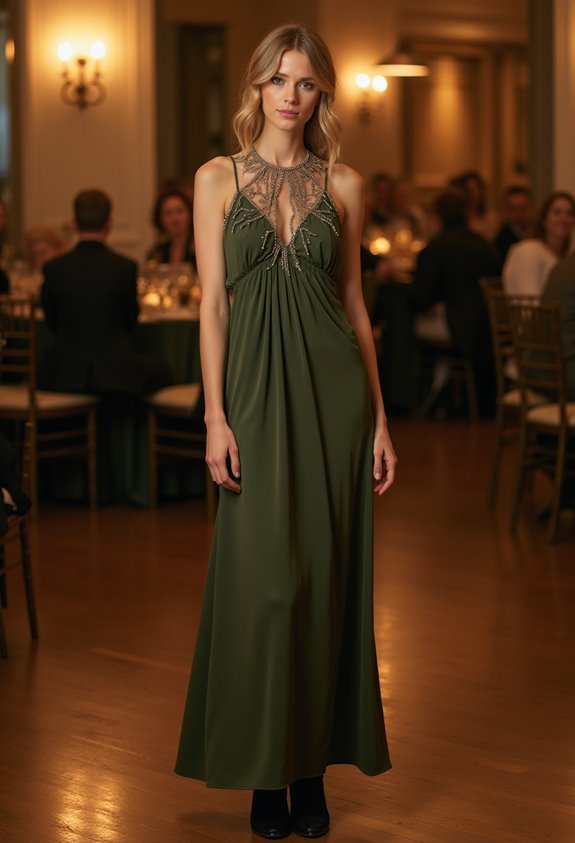 elegant olive green dress