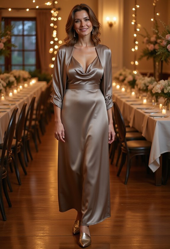 elegant satin dress ensemble