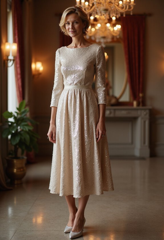 elegant sequined midi dress