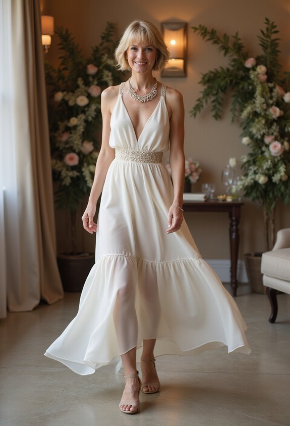 elegant tiered georgette dress