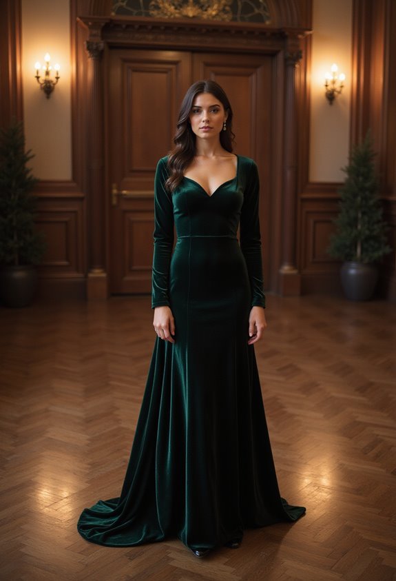 elegant velvet floor gown