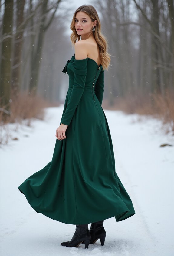 elegant winter off shoulder dress