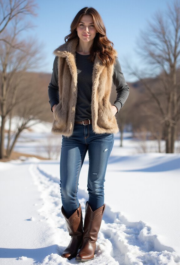 faux fur winter outfit