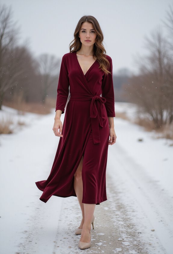 flattering burgundy winter dress