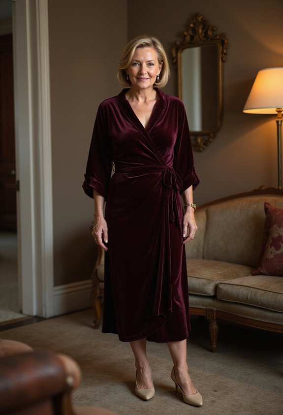 flattering velvet wrap dress