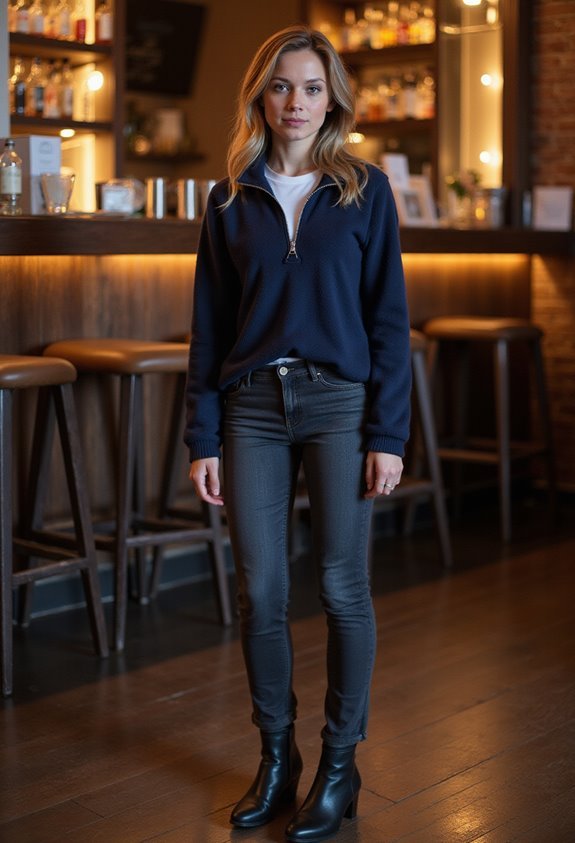 fleece half zip casual outfit