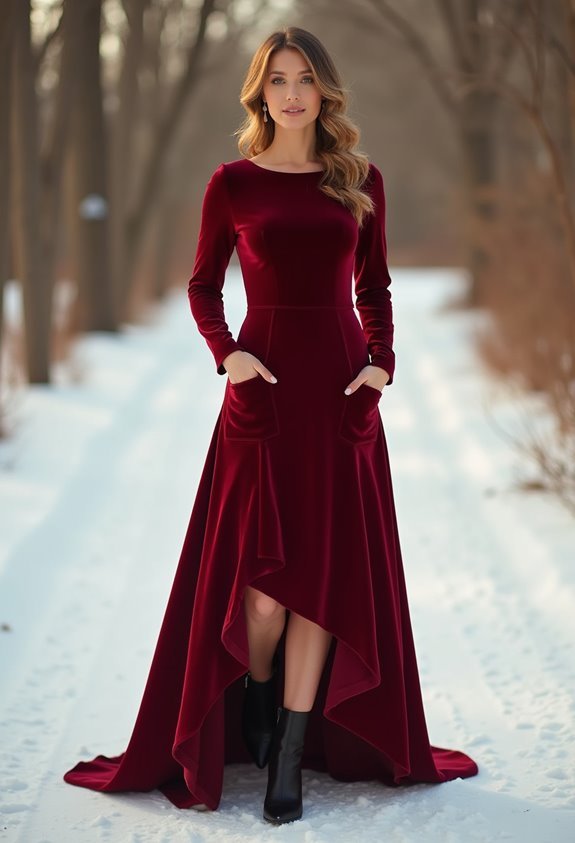 garnet red high low dress