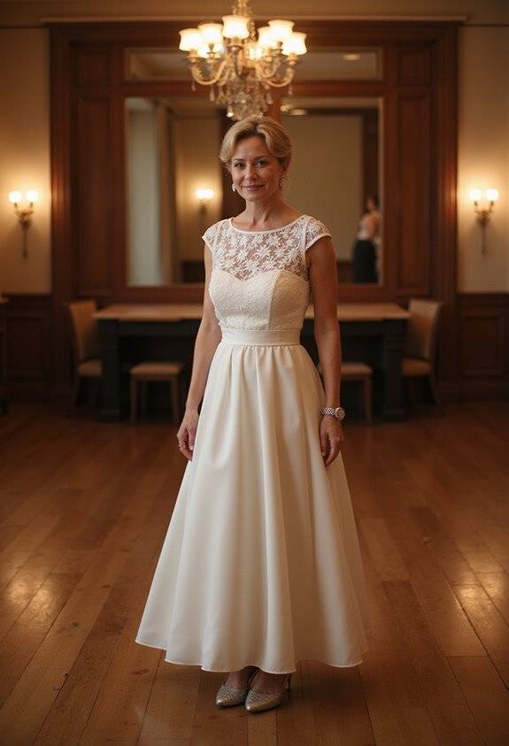 lace overlay satin gown