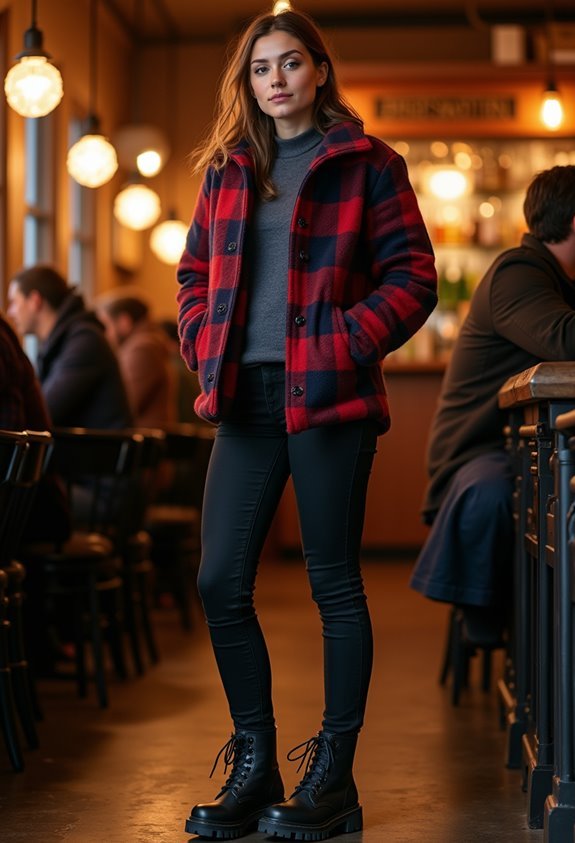 plaid shacket winter outfit