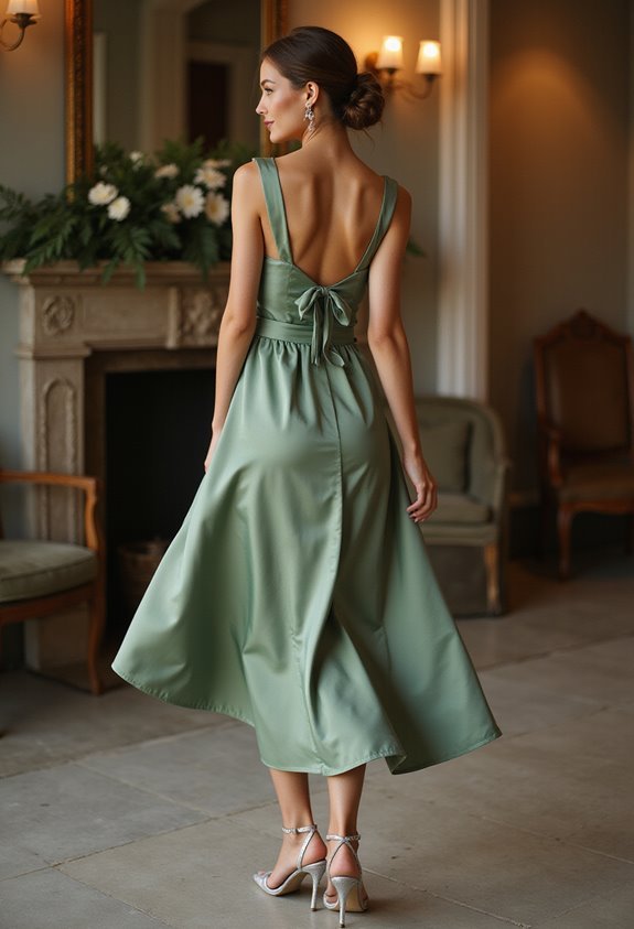 sage green satin dress