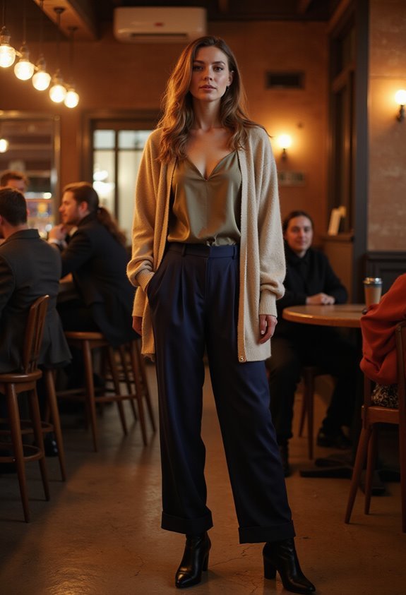 silk cami cashmere cardigan