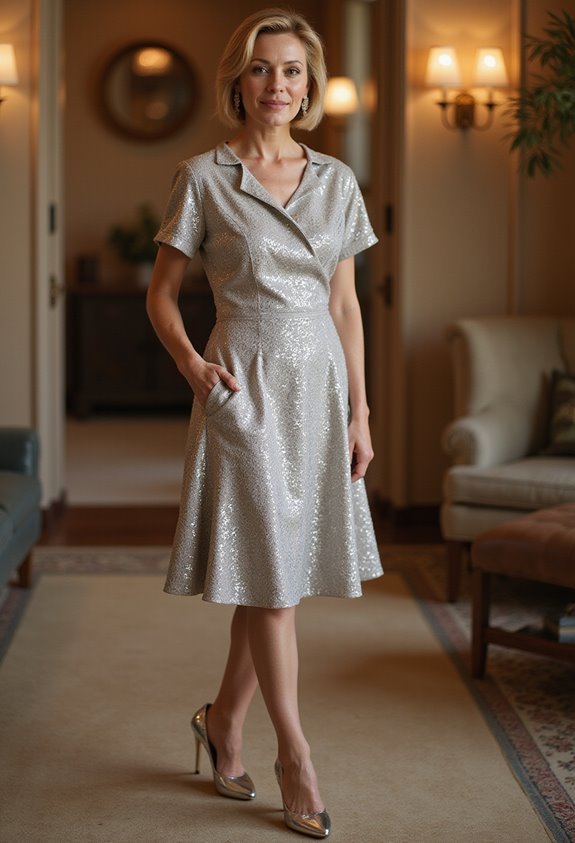 sparkling a line jacquard dress