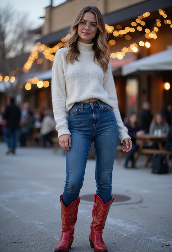stylish high waisted jeans ensemble