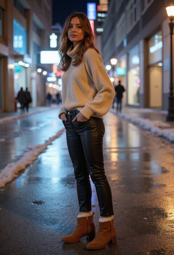 stylish winter leather outfit