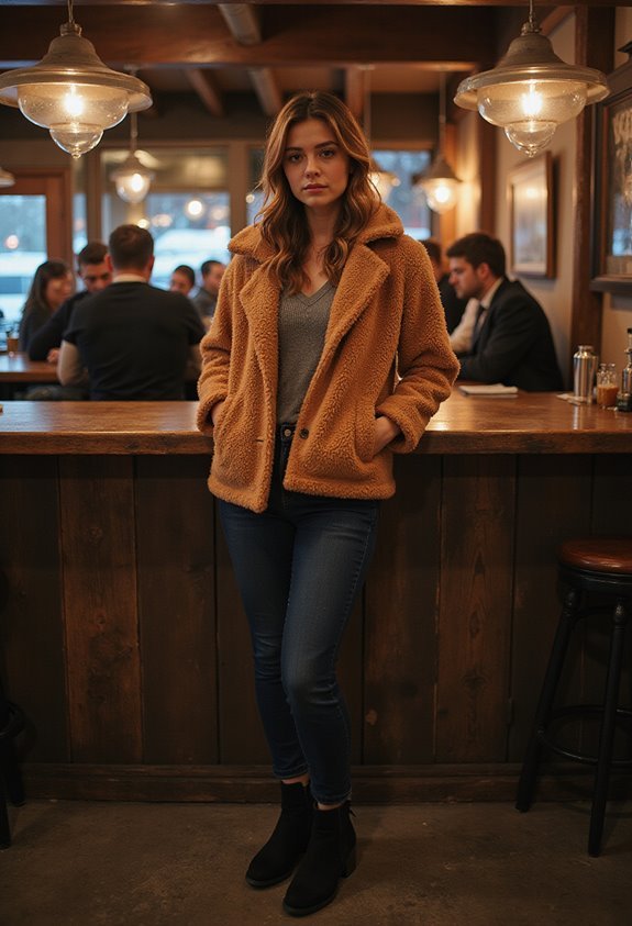 teddy coat with skinny jeans