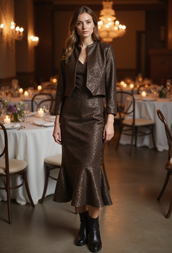 textured jacquard midi outfit