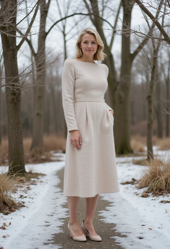 textured wool blend dress