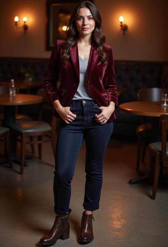 velvet blazer dark denim